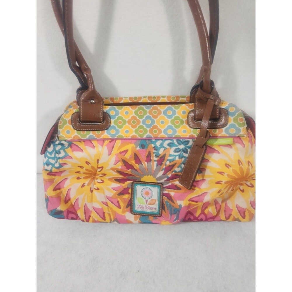 Lilly Bloom Summer Pink Multi- colored Purse Double Handle  Zippered Bag